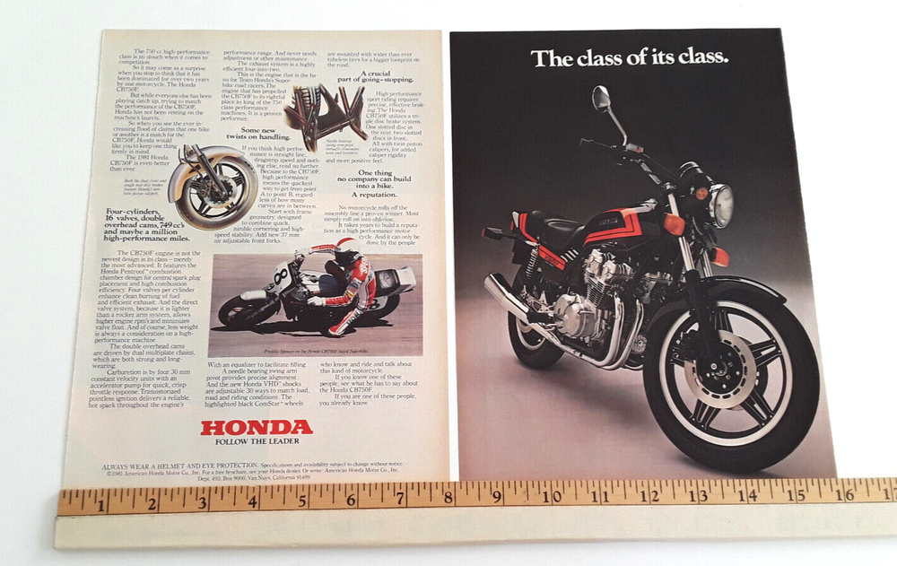 1981 HONDA CB-750F ORIGINAL 2 PAGE AD
