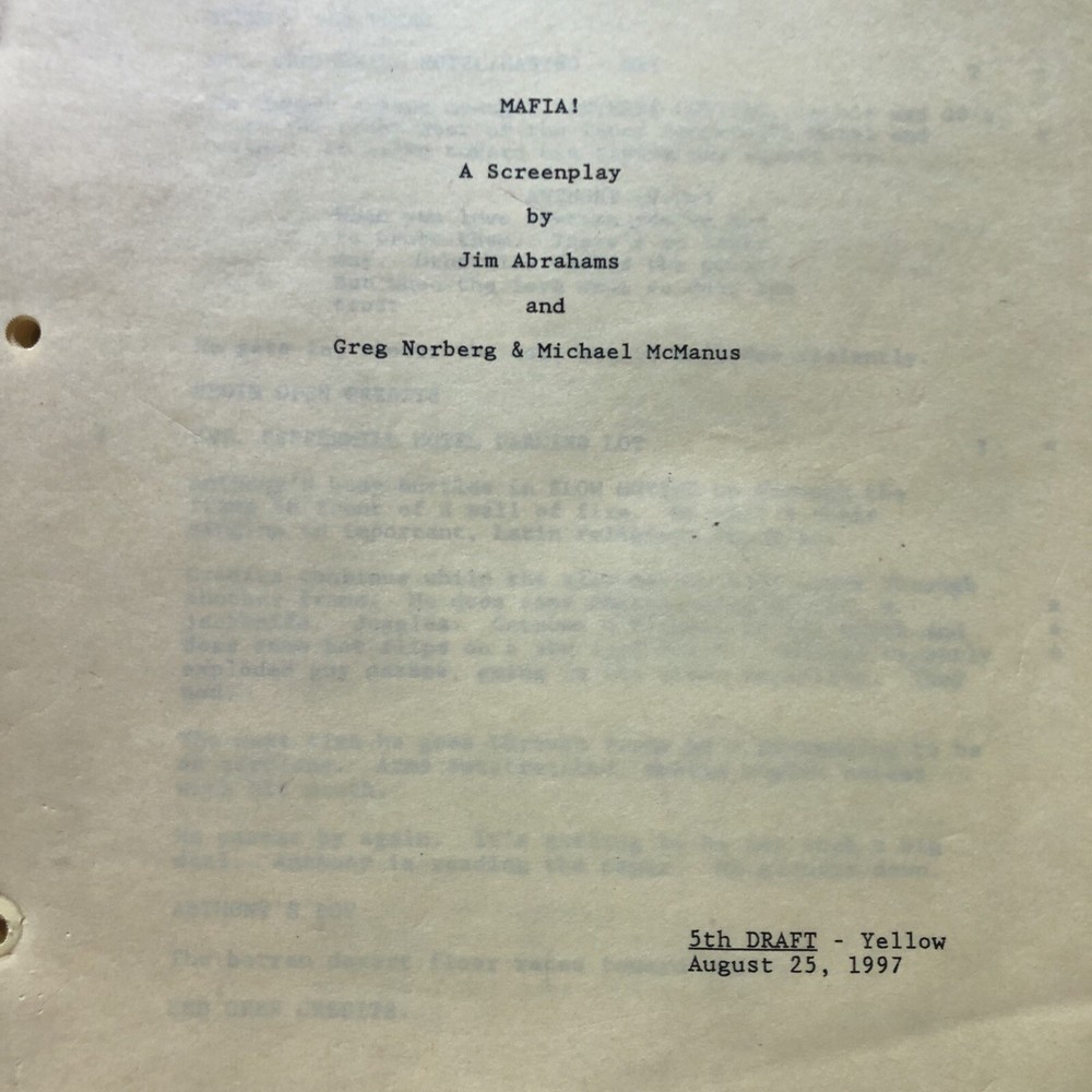 2 Mafia! Script Screenplay - Jim Abrahams/Norberg/Mcmanus 1st & 5th Draft RARE!