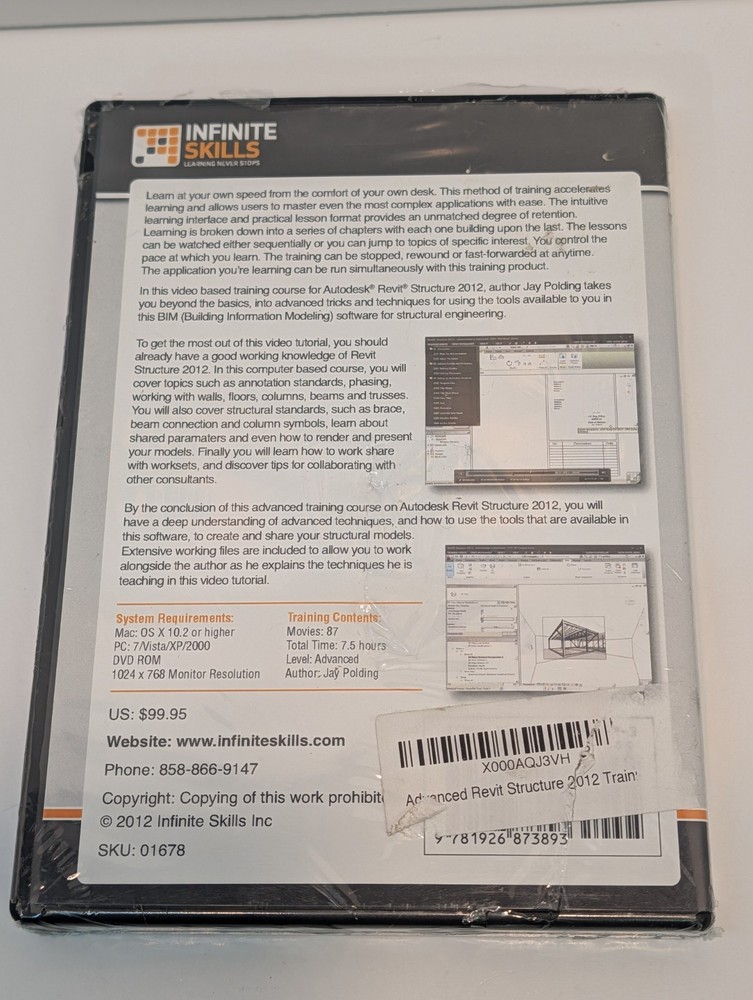 Infinite Skills DVD - Revit Structure 2012 - Intermediate To Advanced - New