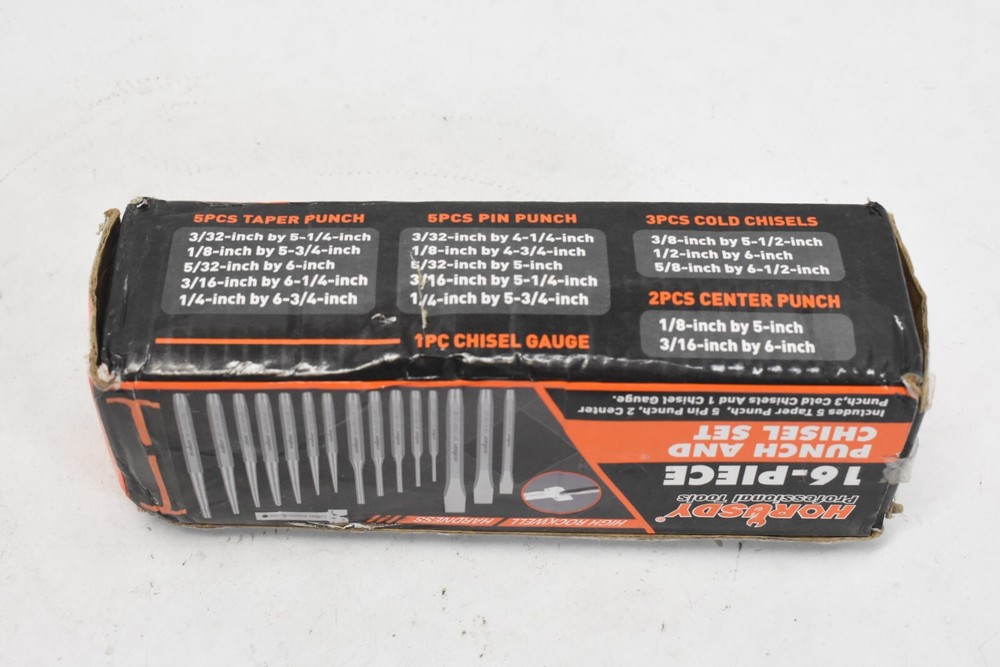 Horusdy Professional Tools Punch & Chisel Set Heavy Duty w/ Storage Bag 16 Piece