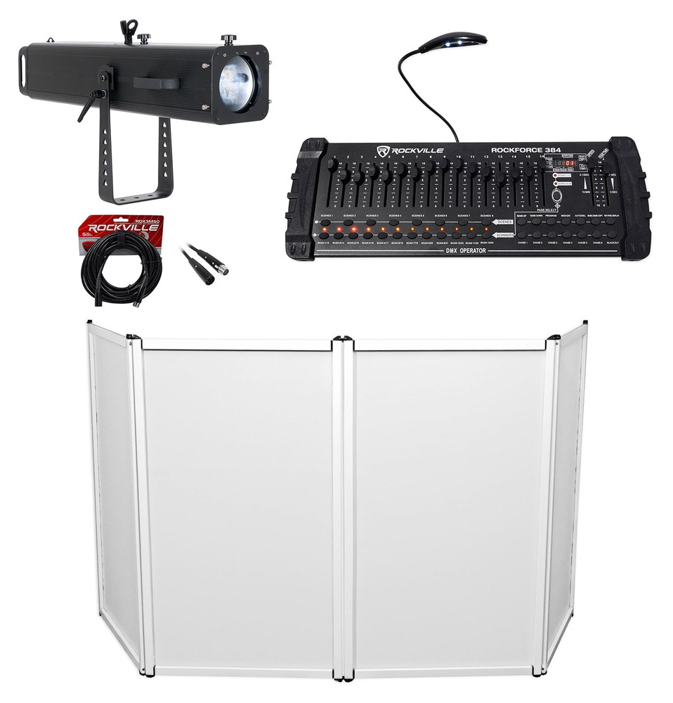 American DJ FS3000LED RF White COB GOBO Spot Light+Facade+DMX Cables+Controller