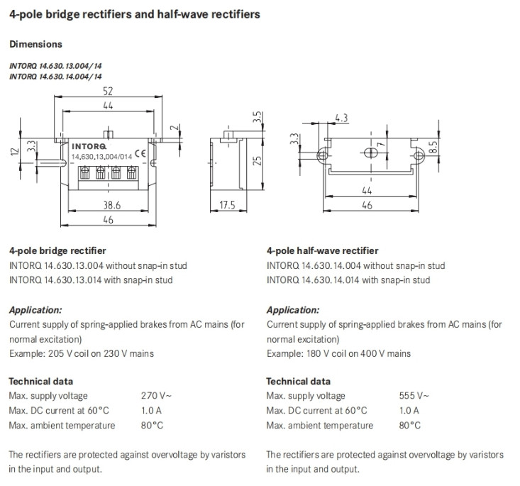 INTORQ 14.630.14.004 half wave rectifier bridge rectifier