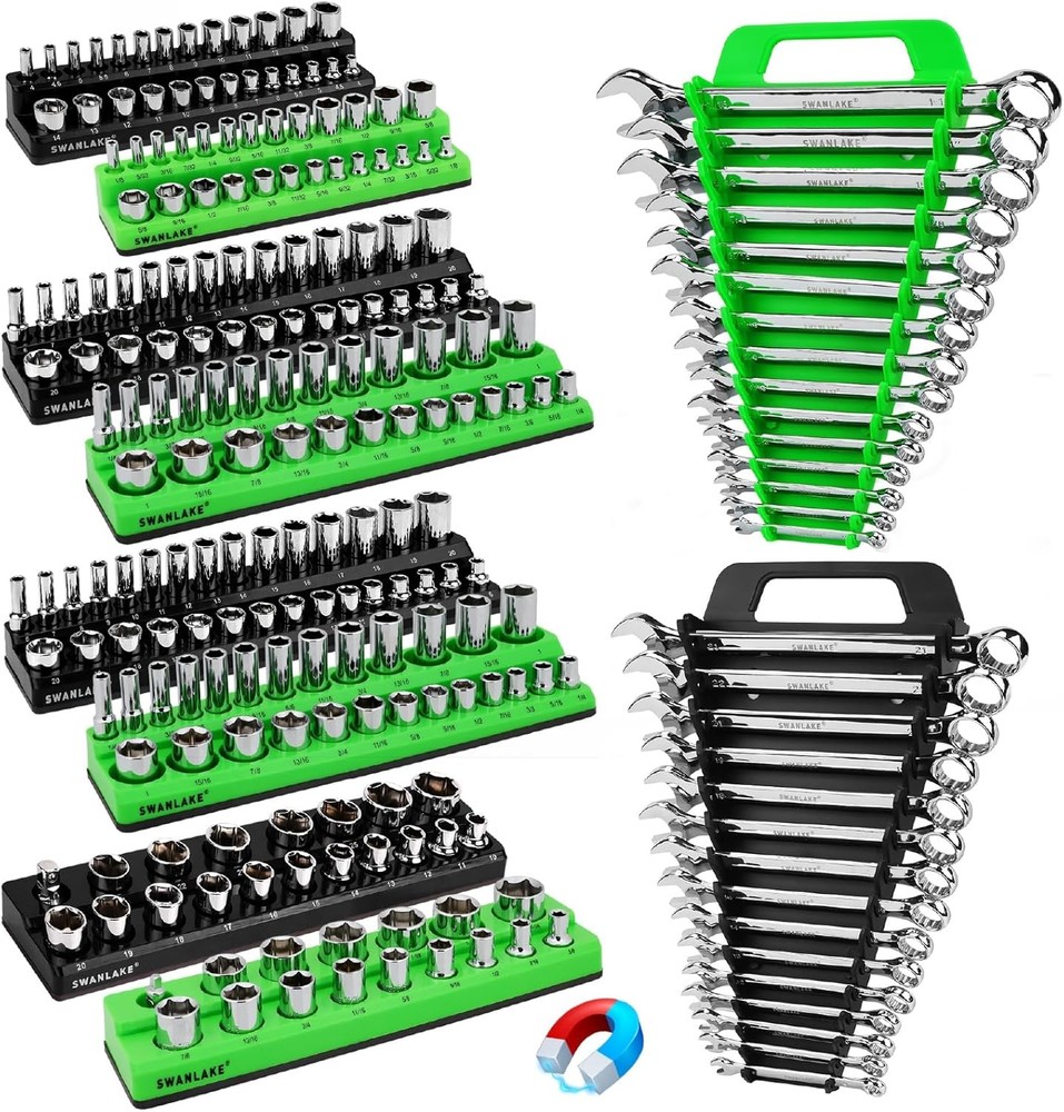 10-Piece Magnetic Socket and Wrench Storage Set, Toolbox Storage Accessories