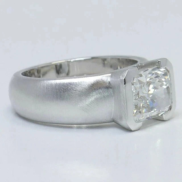 Men's Solitaire Ring 925 Silver 3Ct Lab Created Radiant Cut Lab Created Diamond