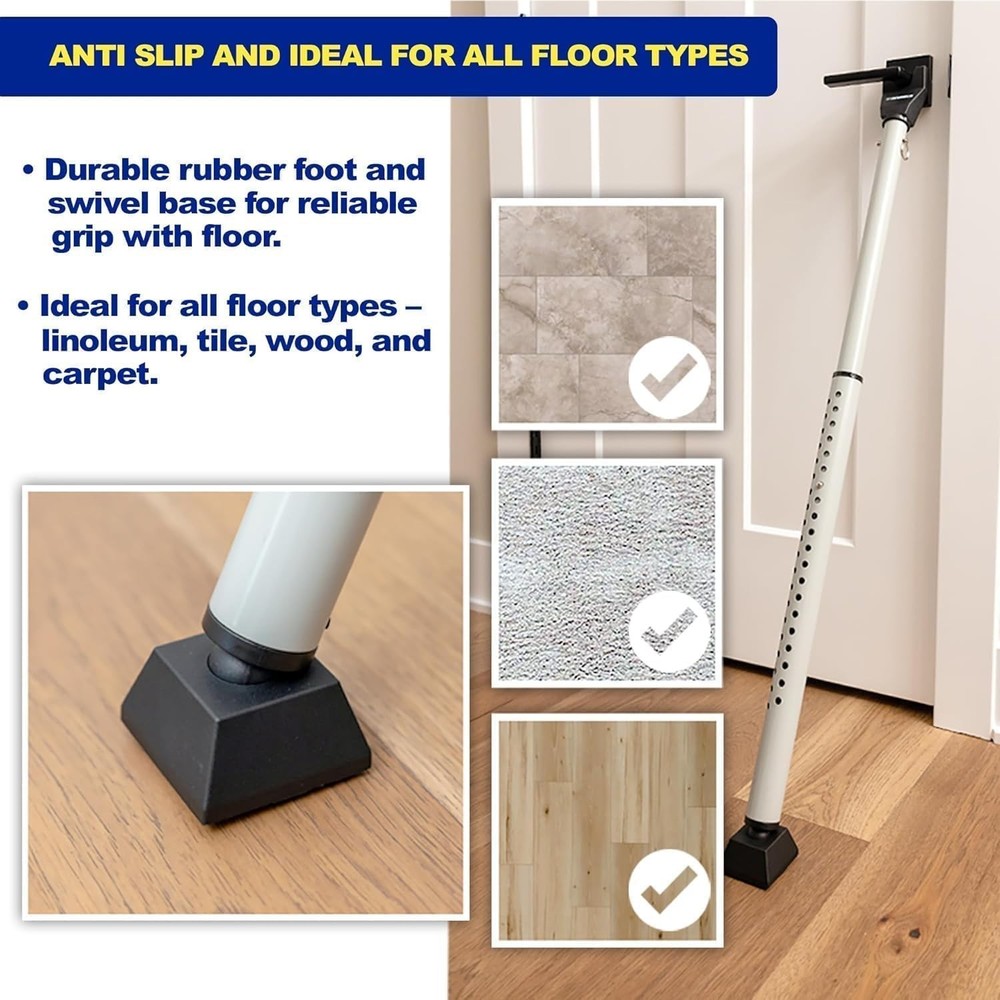 Adjustable Door Security Bar - Heavy-Duty Steel Construction