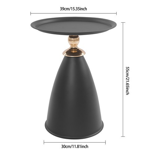 Black Small Round Side Table Side Table for Small Spaces, Modern Couch End Table