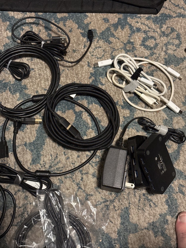 Lot Random Cables and Tech USB cables, computer, mouse, other cables, hub