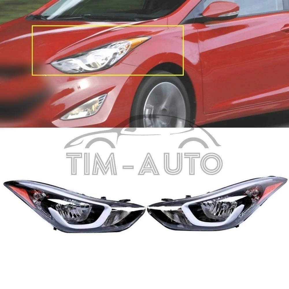 For 2014 2015 2016 Hyundai Elantra Pair Headlight Assembly Left +Right W/Bulbs