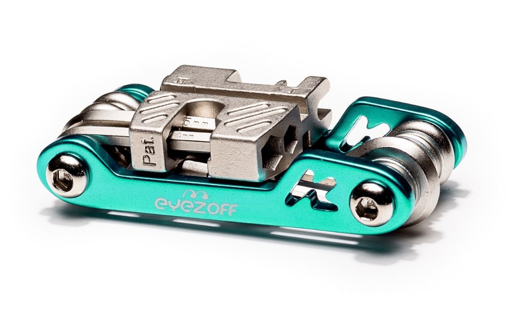 EyezOff Folding Bicycle Multi Tool With 18 Functions (Aquamarine/Silver)