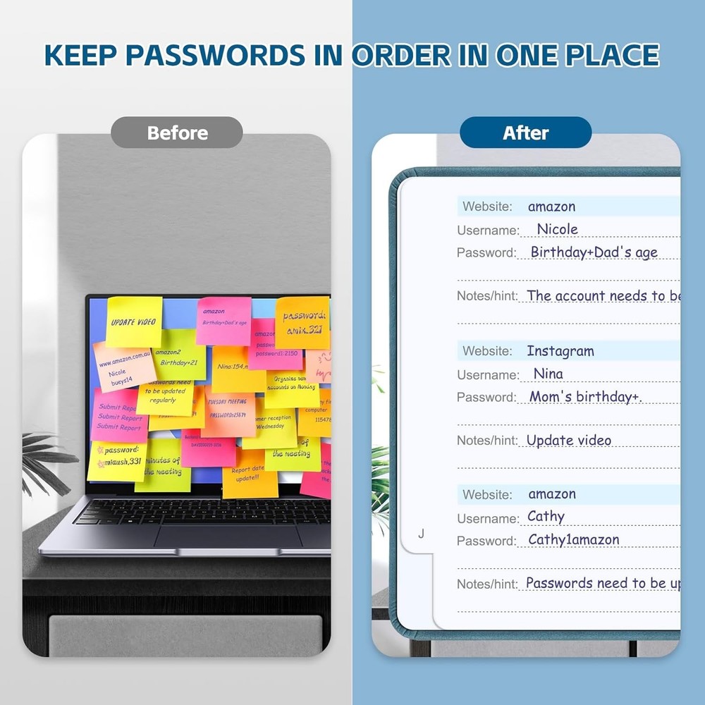 Password Keeper Book with Alphabetical Tabs，4.3"x5.7" Small Password
