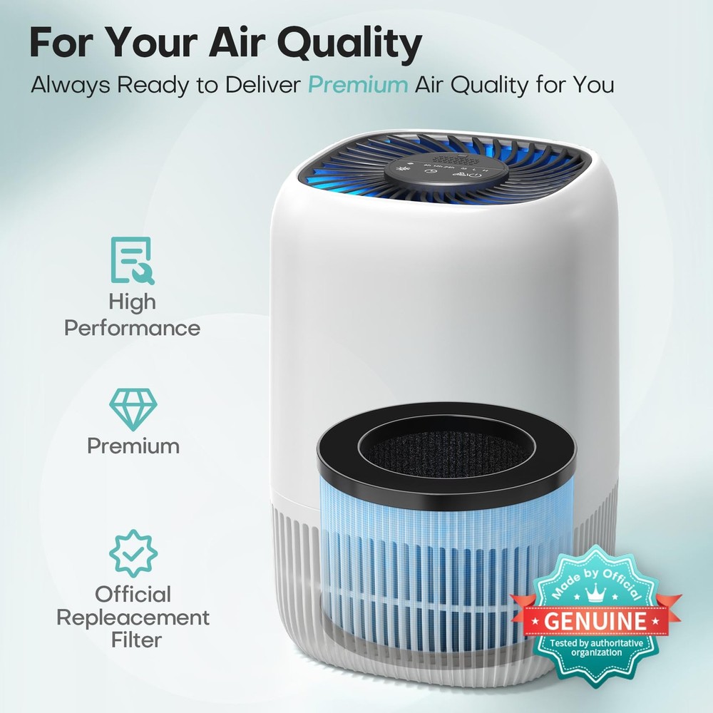 2-Pack Replacement Filter, 4-in-1 H13 True HEPA & Efficiency Activated Carbon...