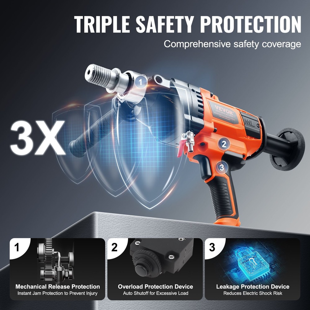 VEVOR Core Drill Machine,0.8-6.3in Drilling Diameter Handheld Diamond Core Drill