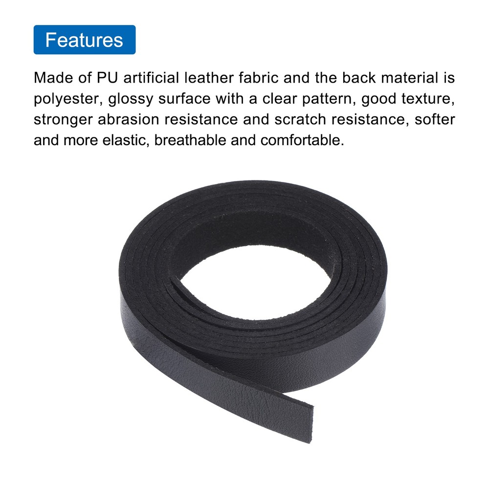 Leather Straps Strip Belt 1.2cm(0.5" Width) Leather Strips Black