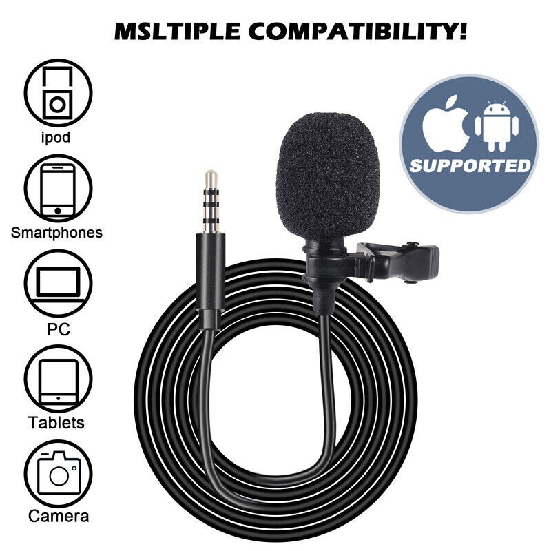 PROFESSIONAL Lavalier Lapel Microphone Mic For iPhone Android&Windows Smartphone
