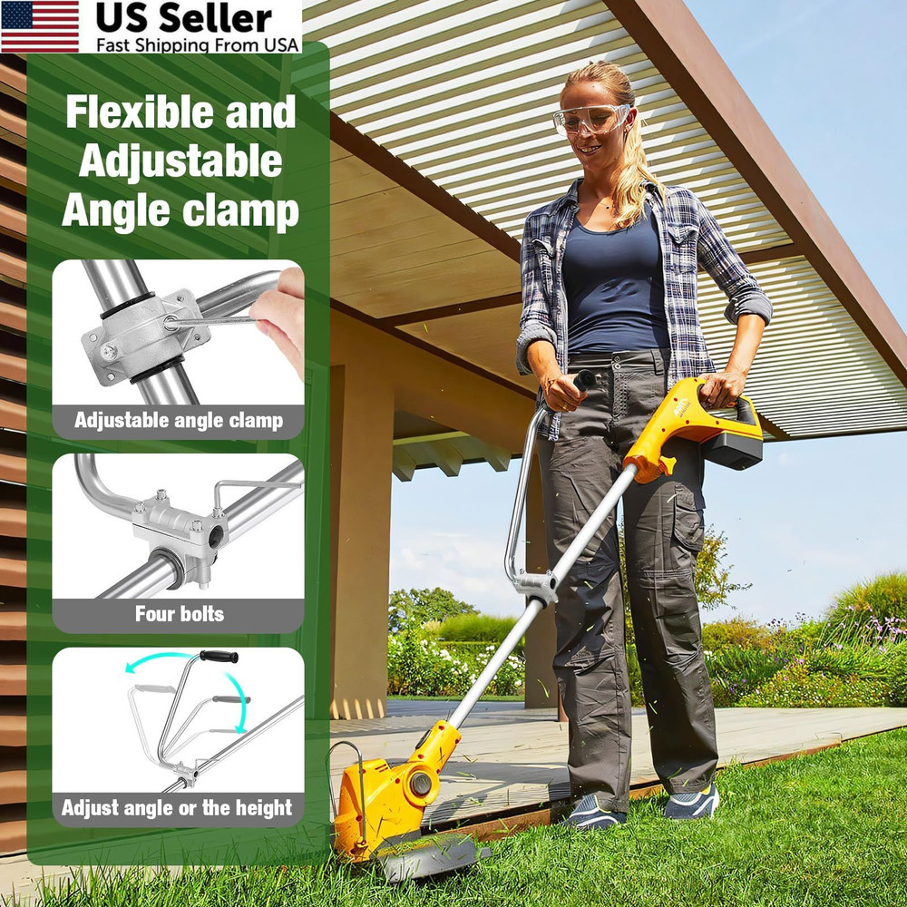 Ergonomic Weed Eater Handle Extension - Back Saver Trimmer Grip Silver
