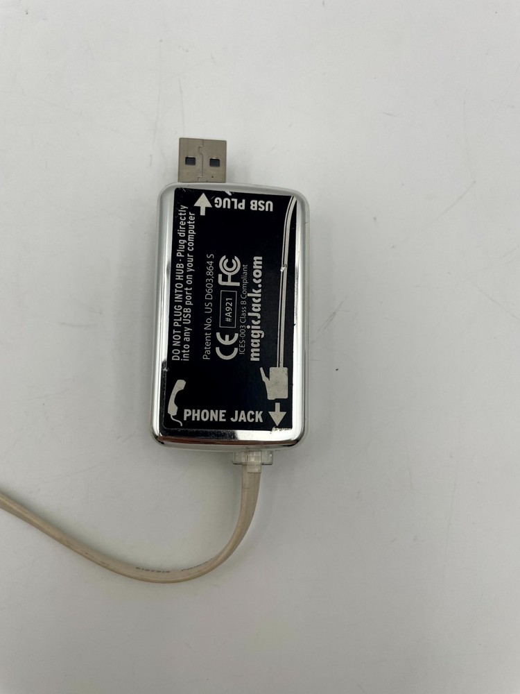 MagicJack USB Phone Jack Silver with LFT4-1 DSL Filter for Single Line Phones