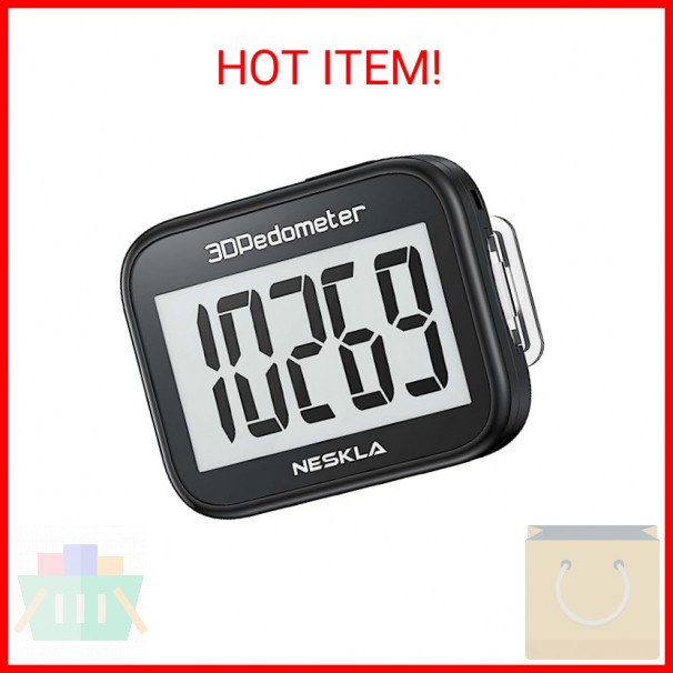 NESKLA 838 3D Pedometer for Walking, Simple Step Counter and Tracker with Large