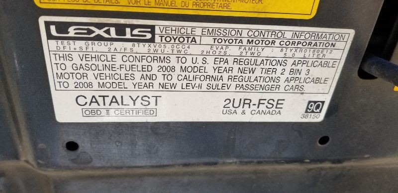 2008 LEXUS LS600HL JACK AND TOOL KIT
