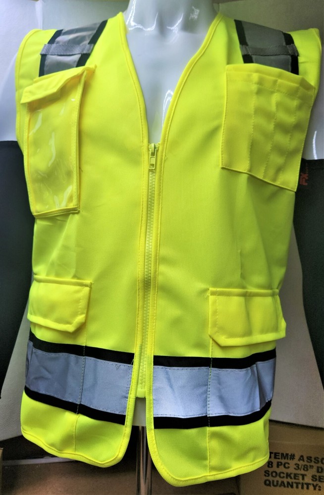 FX HIGH VISIBILITY Surveyor Two Tone Yellow Safety Vest  Solid front &  back