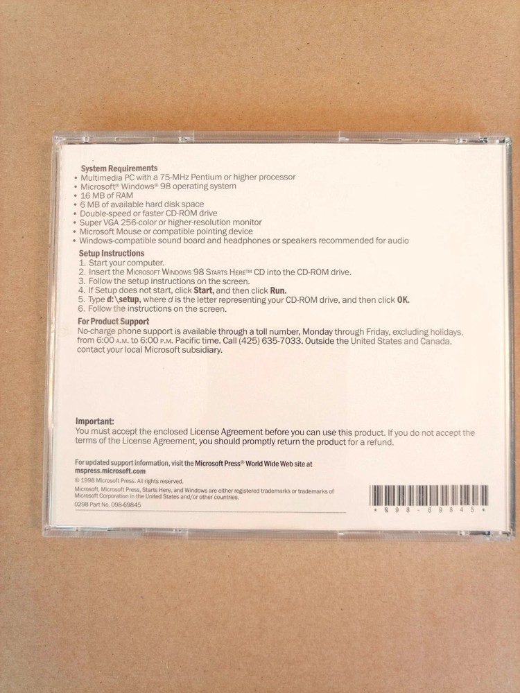 Vintage CD - Microsoft Windows 98 Starts Here