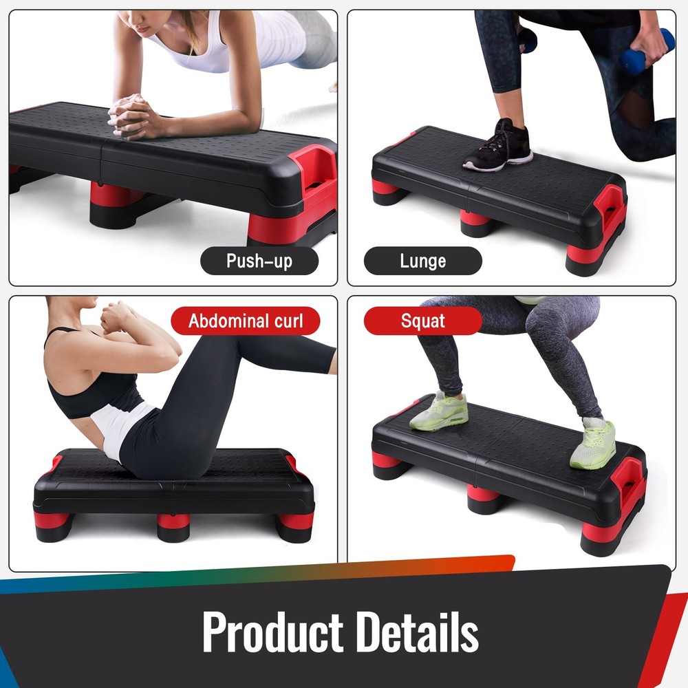 33.5" Aerobic Exercise Folding Step Platform for Home Workout, Configurable 3...