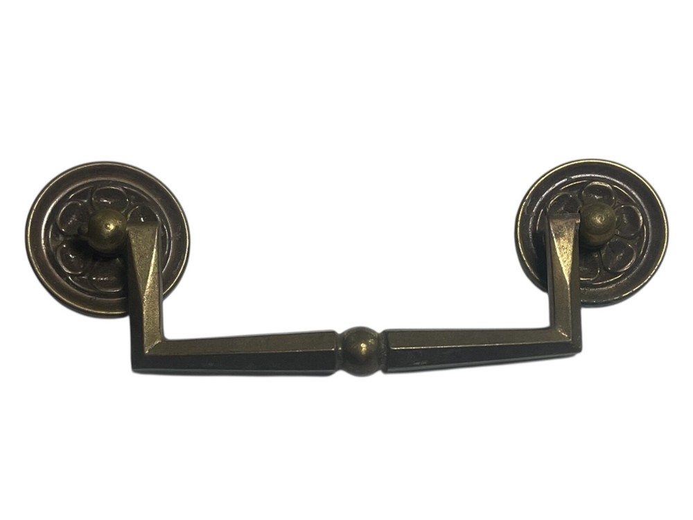SOLID BRASS VINTAGE MCM SQUARE HANDLE DRAWER BAIL DROP PULL SWING HANDLE