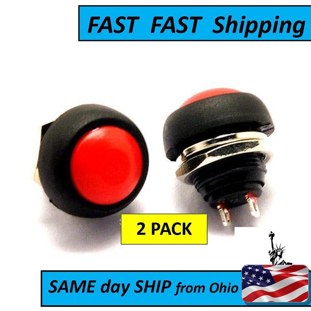 2 PACK /// mini momentary switch RED - 12mm