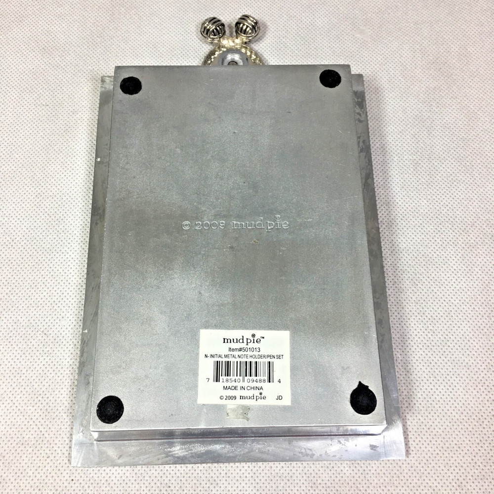 Mud Pie 2009 N Initial Metal Note Holder Tray 501013