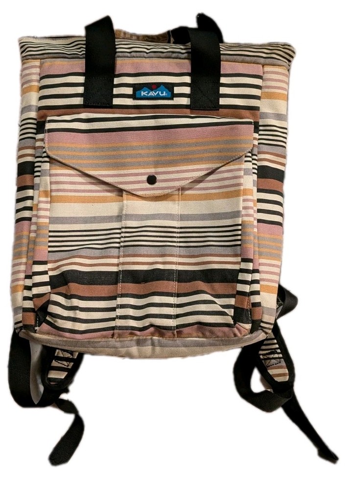 KAVU Multicolor Striped Hiking Backpack Adjustable Straps 4 Pockets