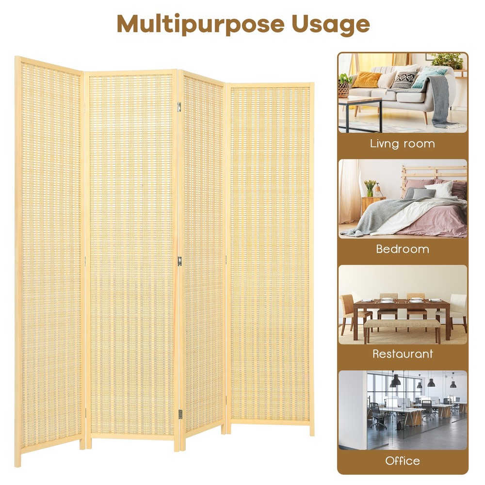 Costway 4 Panel Room Divider Screen Portable Folding 6 ft Partition Screen