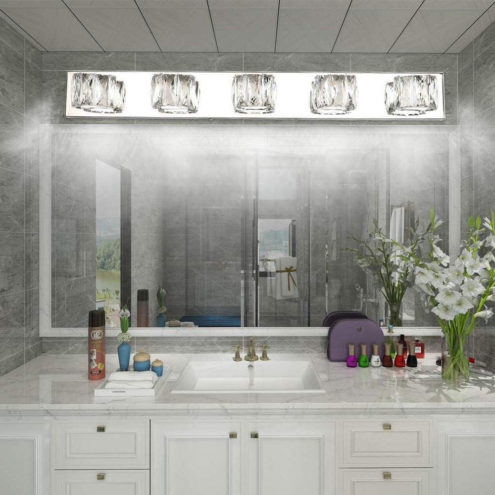 Modern 5-Light Crystal LED Vanity Wall Light for Bathroom Lighting