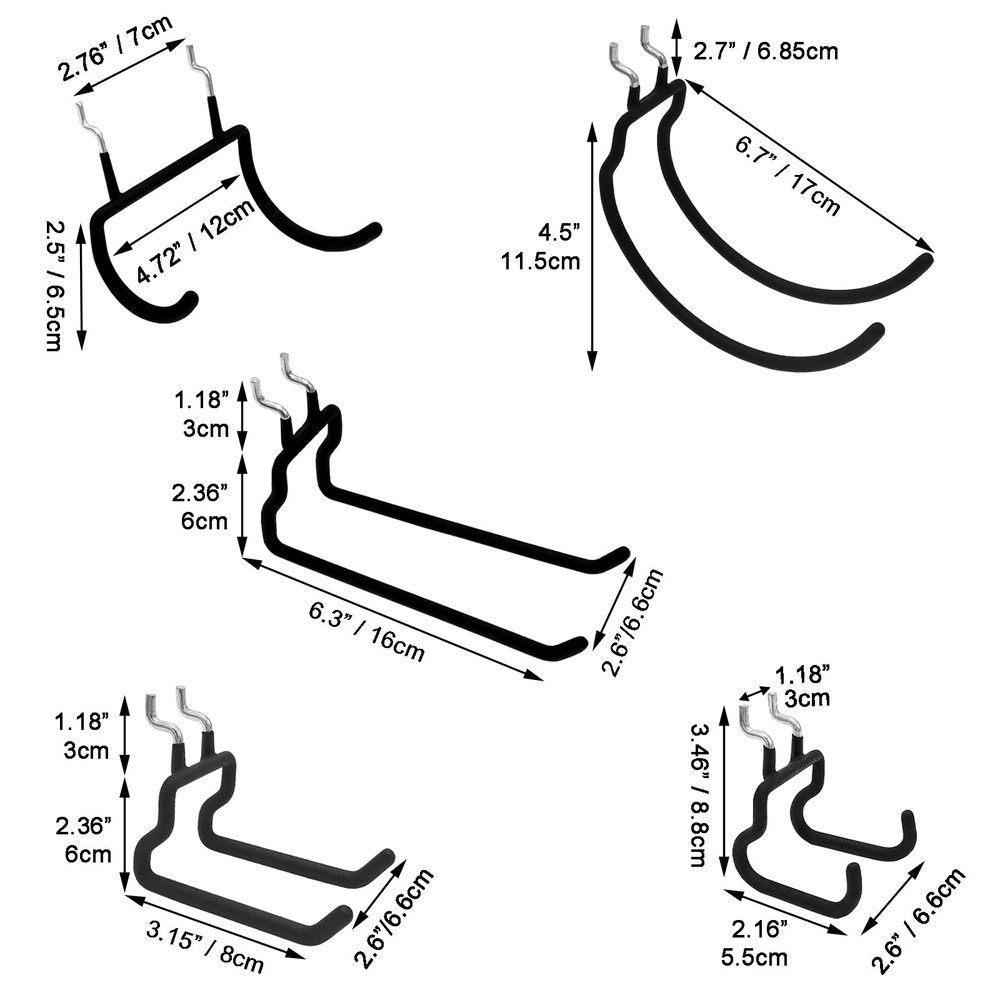 12-Piece Pegboard Hook Set for Drills Accessories Garage Workbench