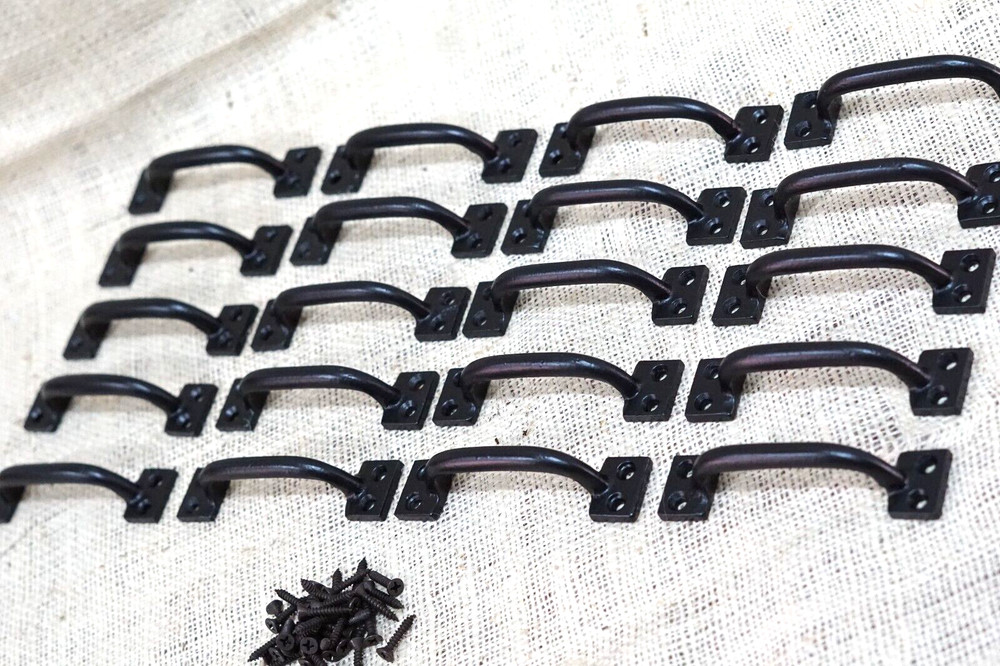 20 Cast Iron Handles Drawer Pulls Gloss Black Home Decor Kitchen Window Pull