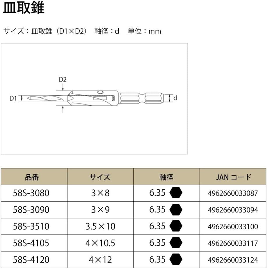 STAR-M Countersink & Plug Cutter Drill Dowel Maker Tool 8-12mm 58S 2 Type Japan