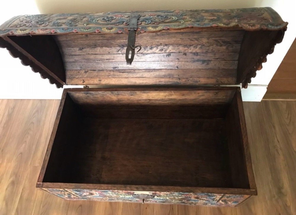 A Spanish Colonial Tooled Leather Trunk