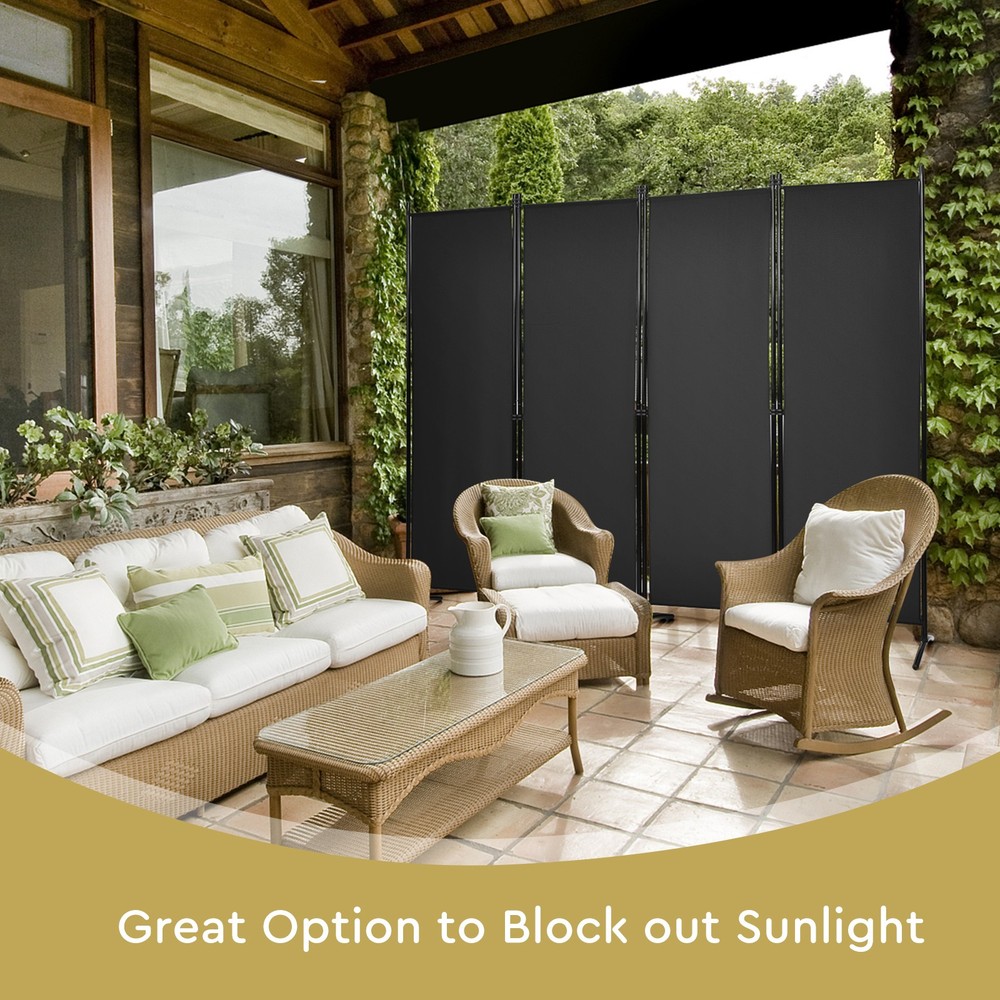 5.6ft Tall Folding Room Divider Freestanding 4-Panel Privacy Screen Black