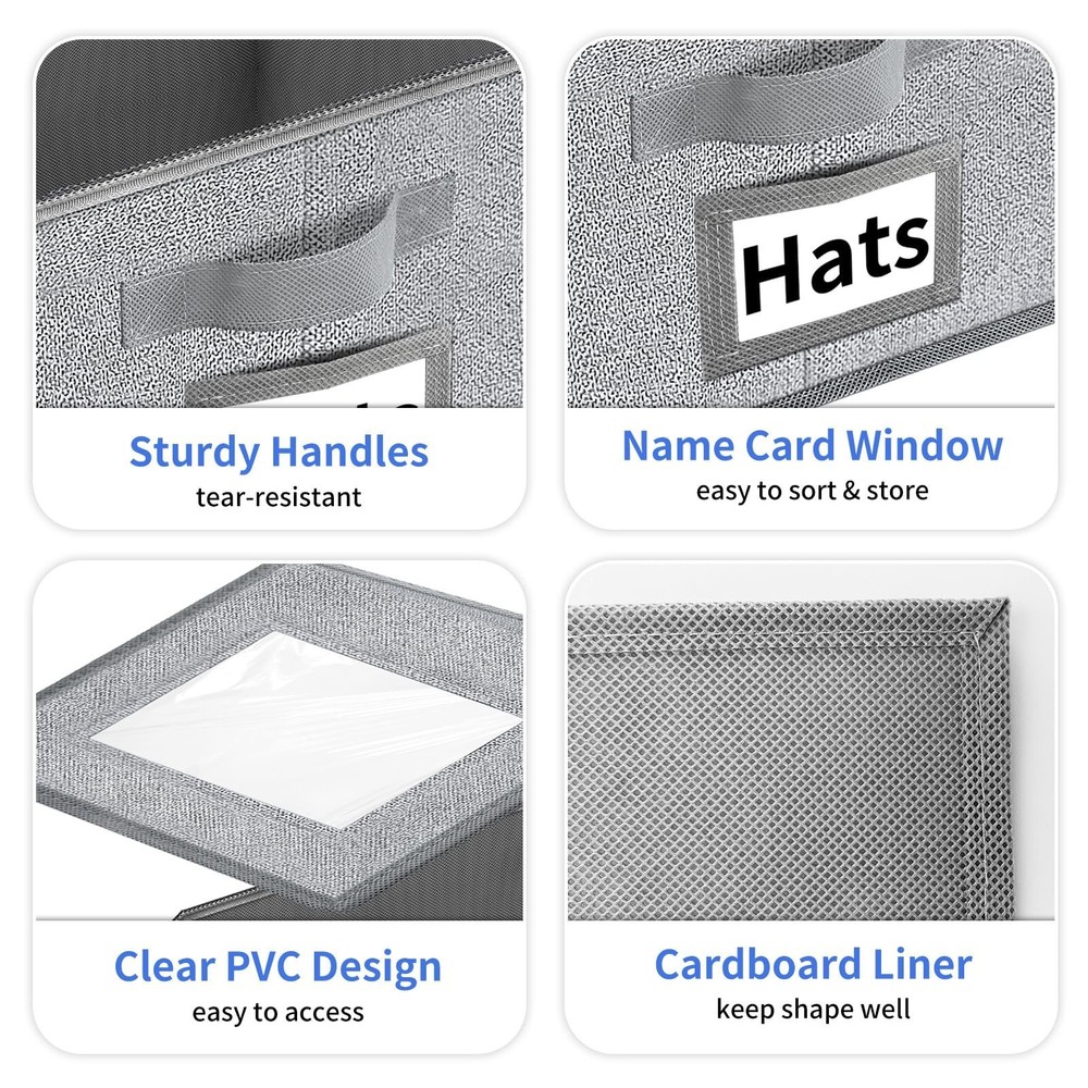Hat Organizer for Baseball Caps - 2PCS Stackable Storage with Clear Lid, Draw...