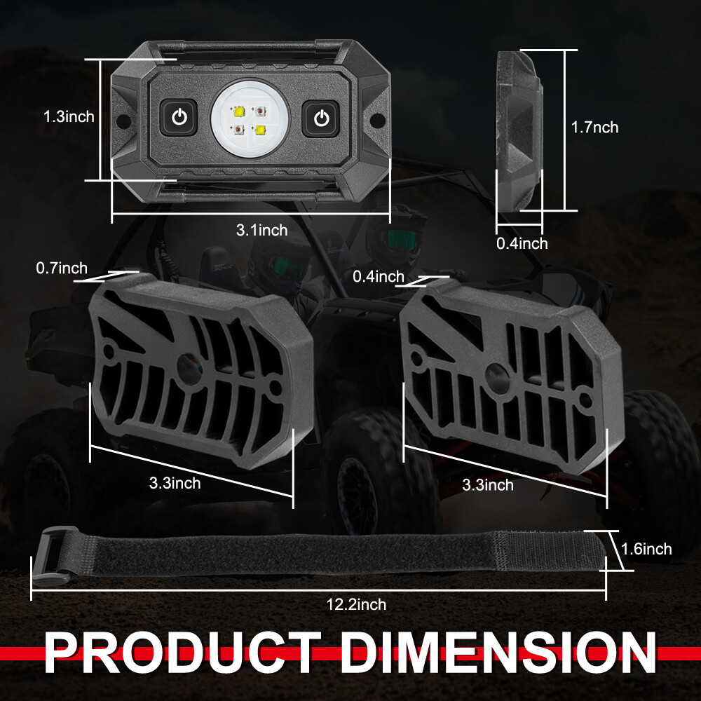 RED White Car Interior LED Dome Map Reading Light Roll Bar Cage Mount switch UTV