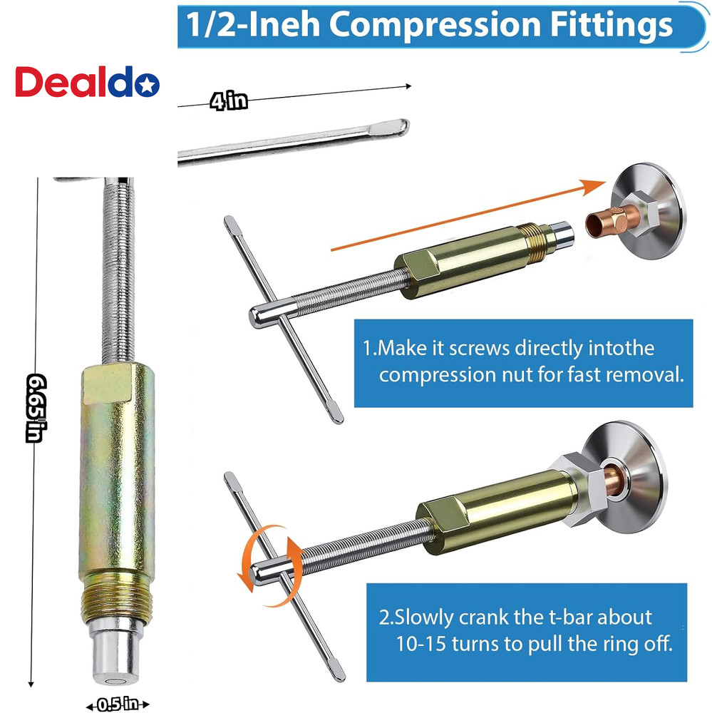 Plumbing Tools, Angle Stop Removal Tool with Compression Sleeve Puller Tool 1/2,