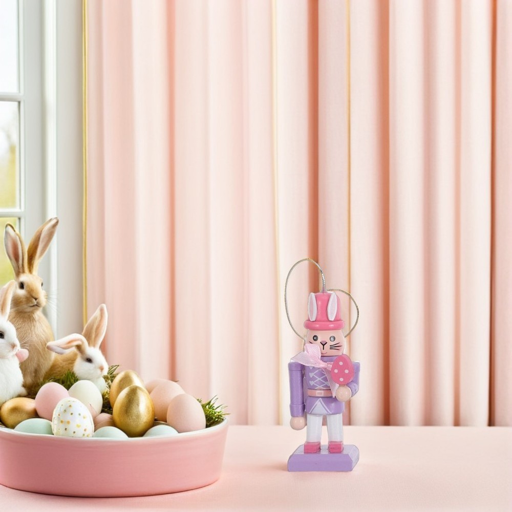 4 Pcs Easter Bunny Decor Nutcracker Soldier Puppet Home Standing Figurine