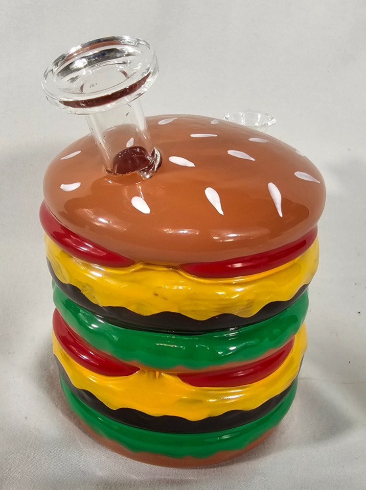 Glass Double Cheese Hamburger Pipe 5.5in tall