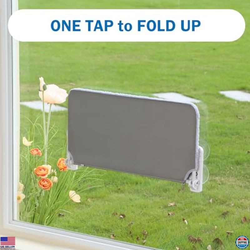 Zakkart Large Gray Cat Window Perch - Foldable, Cordless, Washable, Sturdy Frame