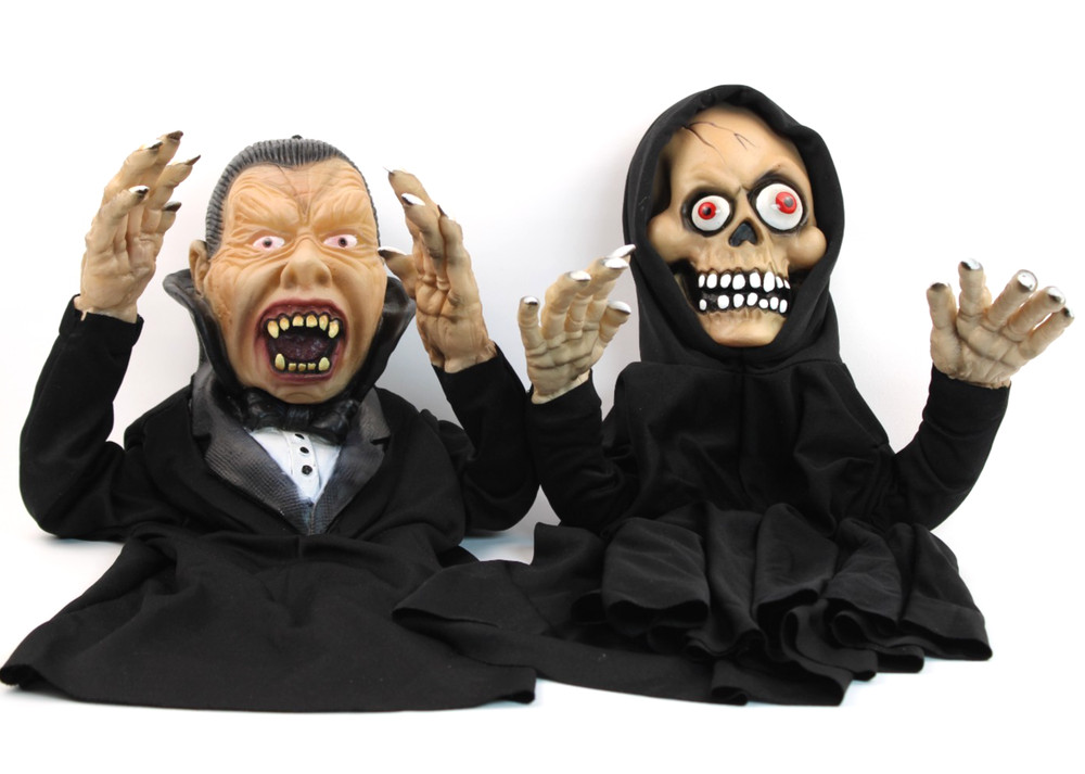 Halloween Vampire & Skeleton Hanging  Decor Rubber Face and Hands