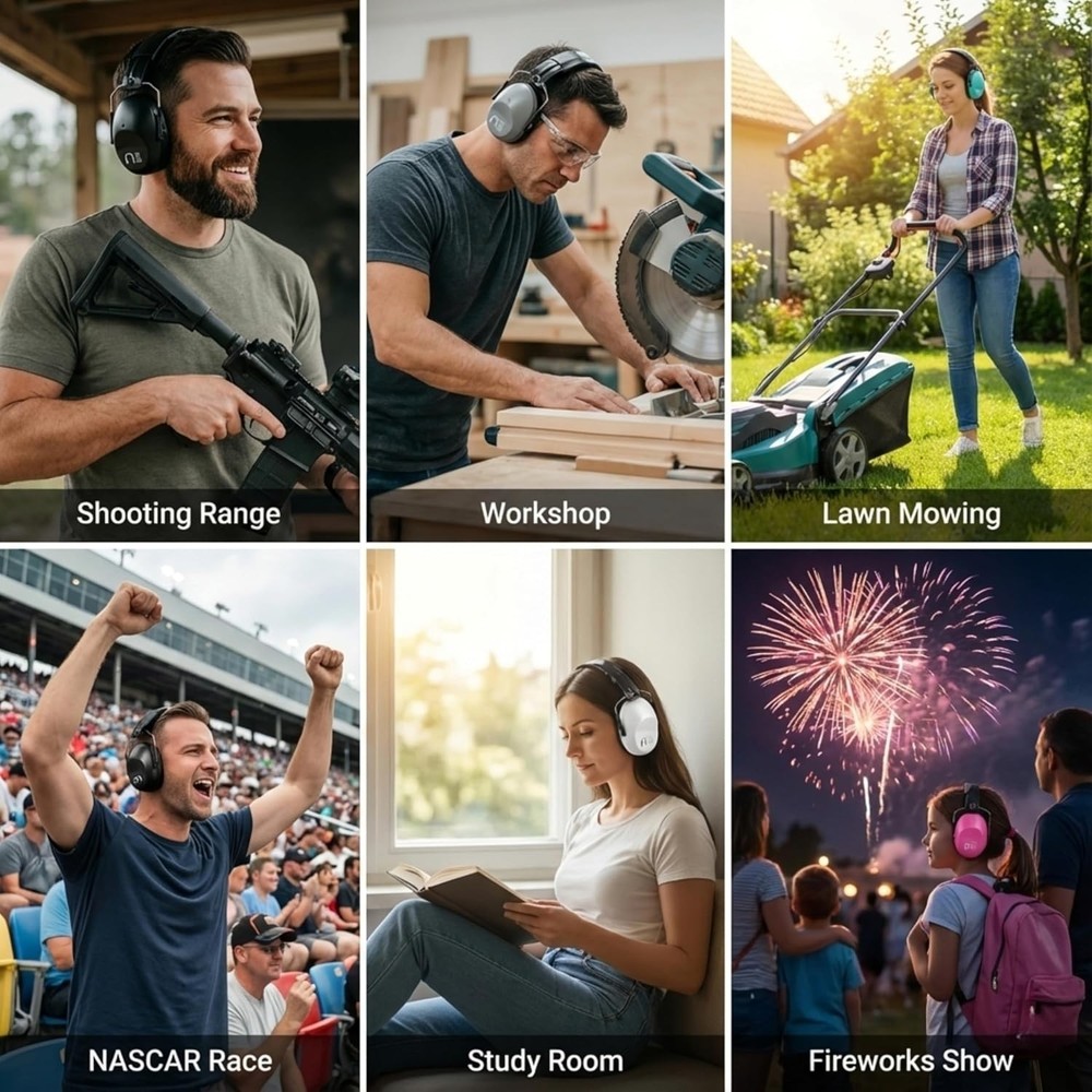 Trusted 34 dB Hearing Protection Earmuffs - Lightweight, Compact & Versatile Use