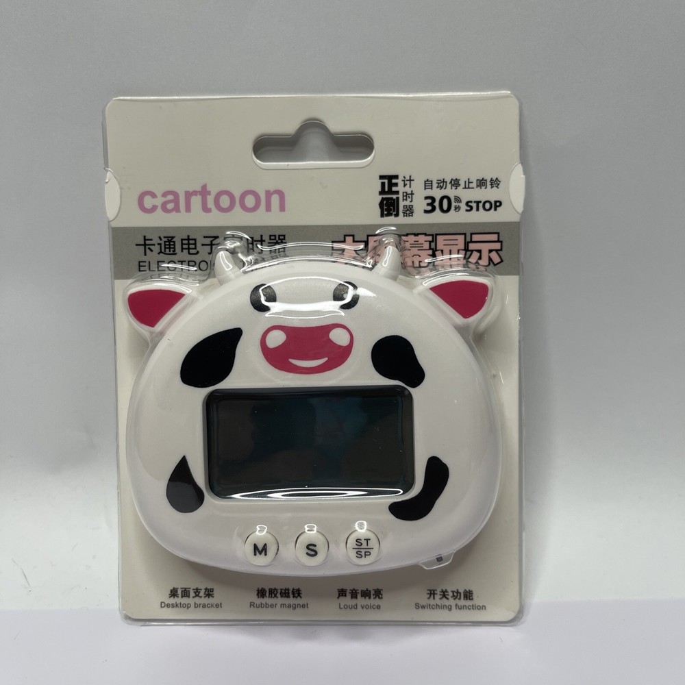 Cow Digital Timer Countdown Compact Cooking Large Digits Easy Operation w/ Stand