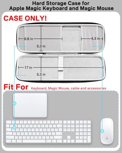 Hard Storage Case Compatible with Apple Magic Keyboard + Magic Mouse. Grey