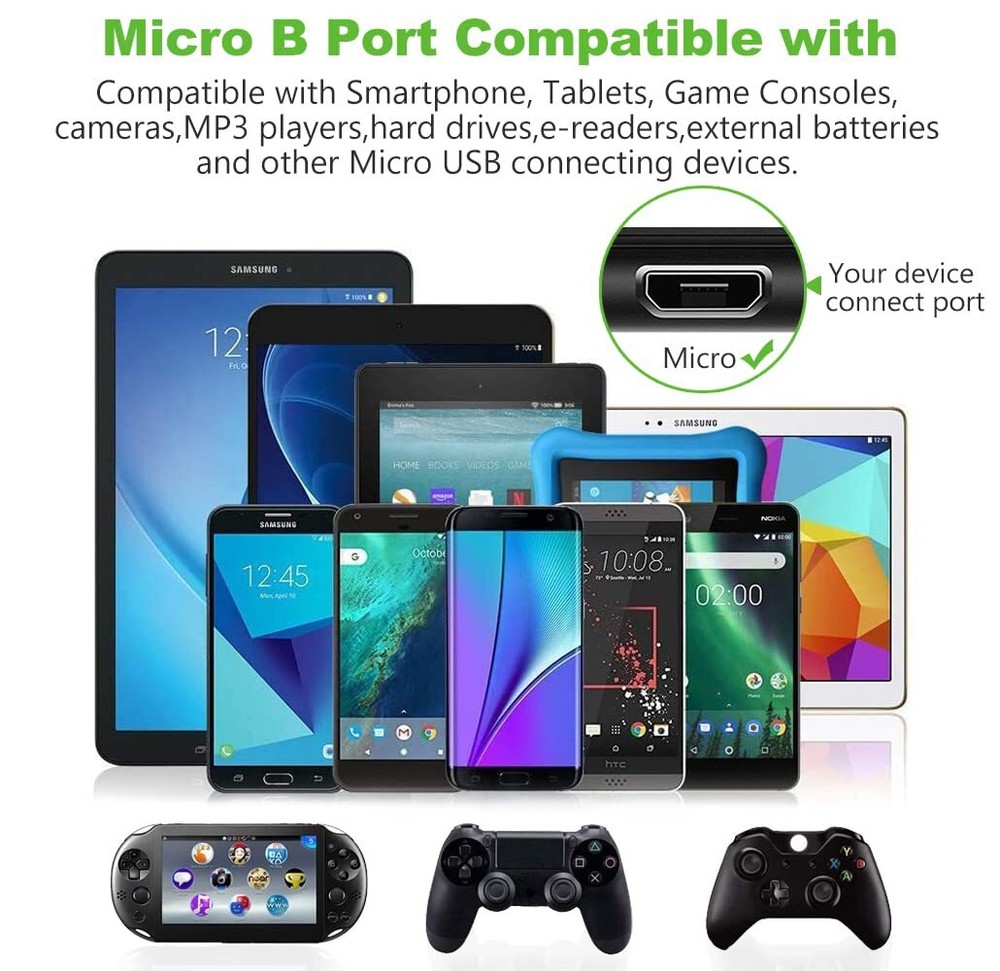 3-Pack Micro USB Fast Charger Data Sync Cable Cord Samsung LG HTC Android