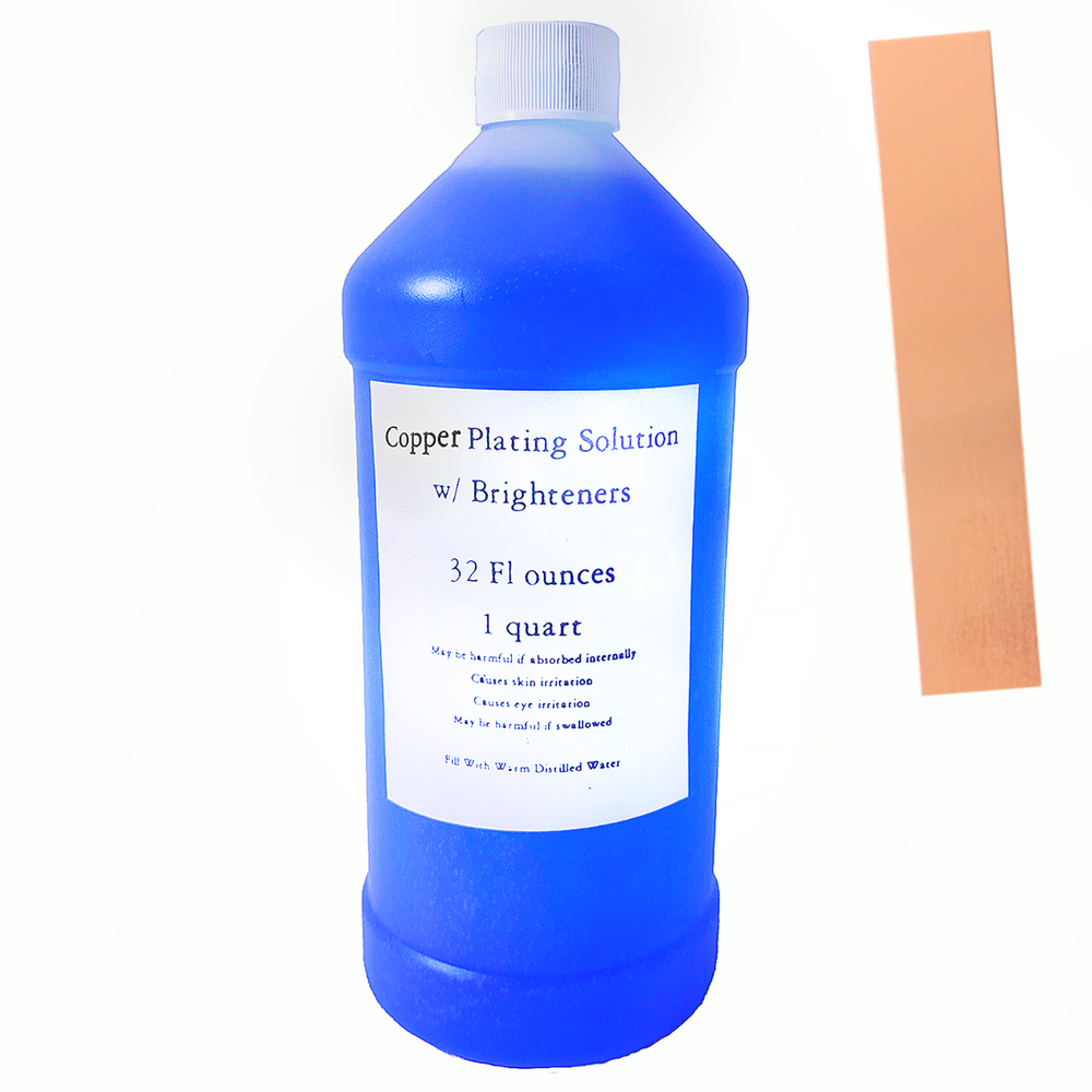 32oz Copper Plating Solution with Anode & Brighteners, Electroplating, 1 Quart