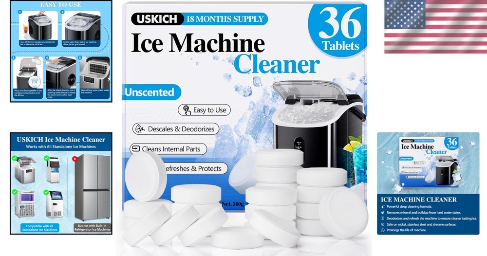Powerful 36-Count Descaling Tablets for Ice Makers - Nickel Safe Formula