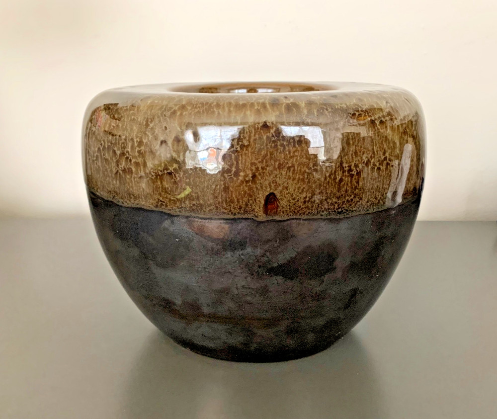 Handmade Studio Pottery Ceramic Planter | Fire Bowl  – Drip Glaze – CA04 Marked